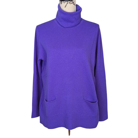 Peter Hahn Cashmere and Wool Turtleneck Sweater Purple Large - Picture 1 of 10